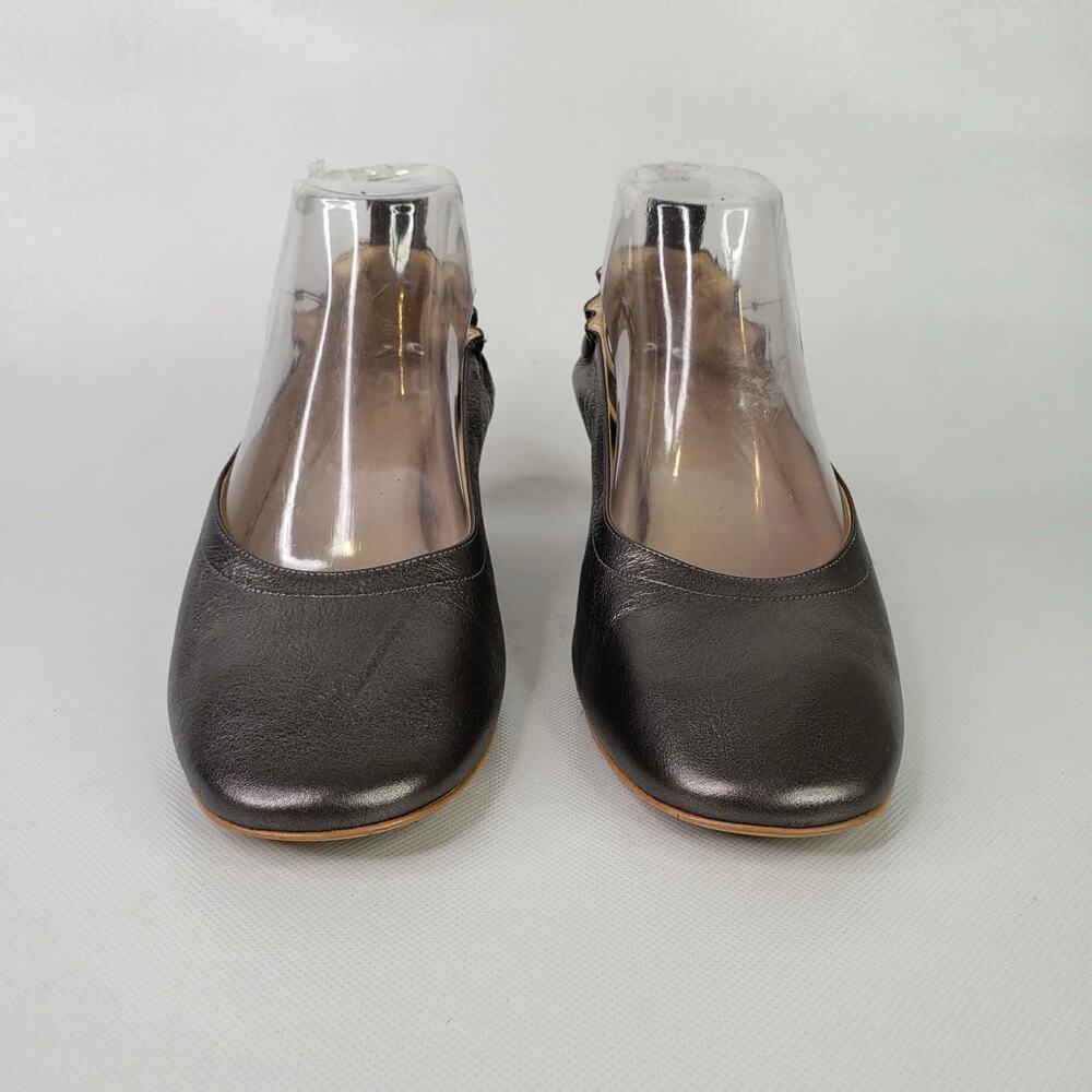 Everlane Women's The Italian Leather Day Block Heel Metallic Grey Size 9.5 - Picture 2 of 10